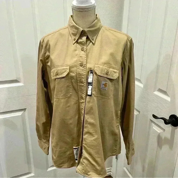 Carhartt Flame Resistant HRC 2 kaki long sleeve button down NWT - Picture 1 of 10